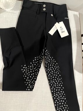 Pomme Black Skinny Equestrian-Print Riding Jeans